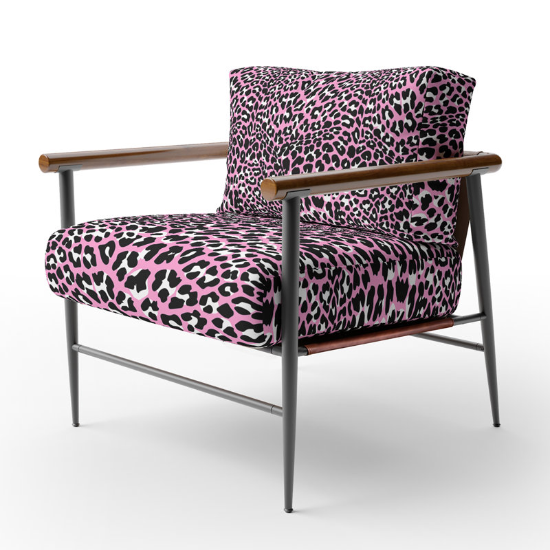 Fauteuil d'appoint rembourré rose et noir léopard