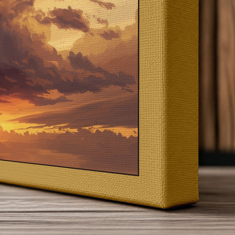Dramatic Sunset Sky Modern - Wrapped Canvas, 24x16 - 61.0 x 40.6 cm, Ochre Border