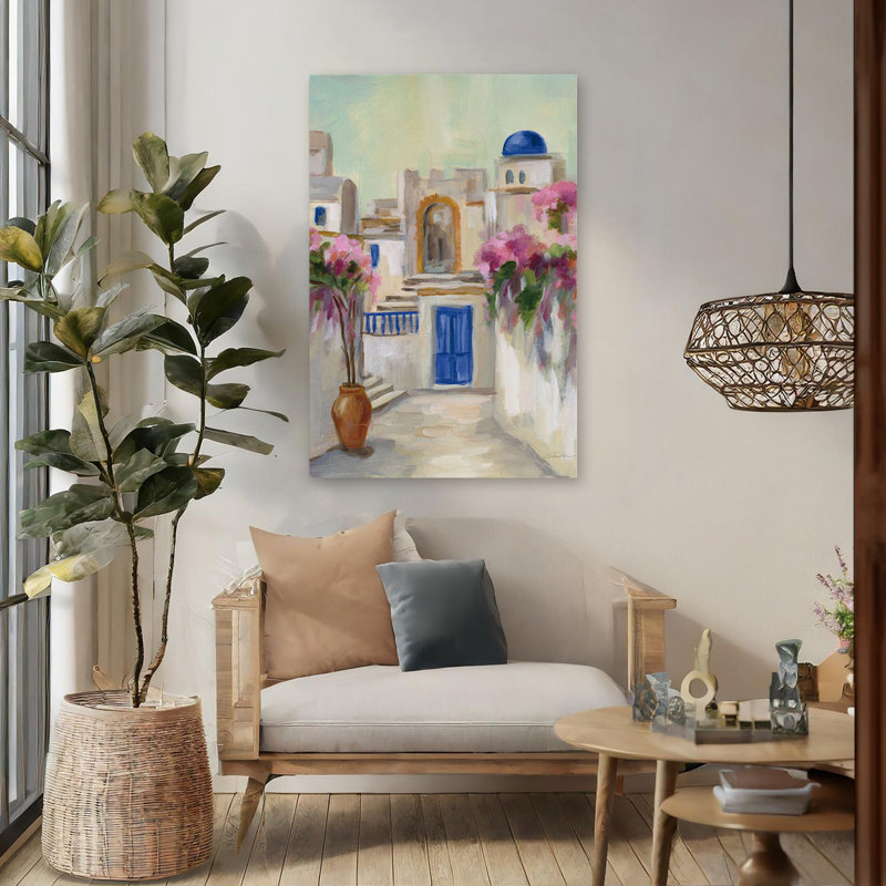 Santorini Street II - Pavillon bleu-brun, H 48 po x l 32 po