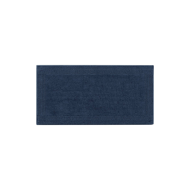 Luxury Reversible Bath Rug 100% Cotton Tufted 3000 GSM, Plush Cloud-like Texture, Machine Washable, Oeko-Tex Certified, Navy