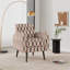 Chaise avec accoudoirs décorative à rayures brun clair, crème et rouge avec pieds en bois massif brun foncé