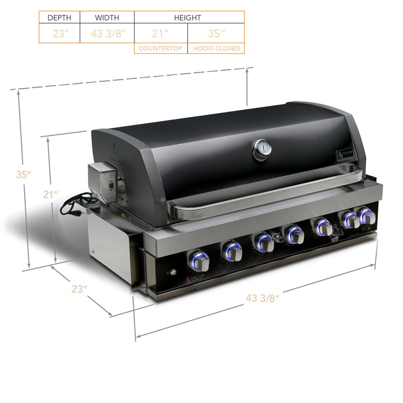 Mont Alpi 43.38" Black Stainless Steel Built-in Grill
