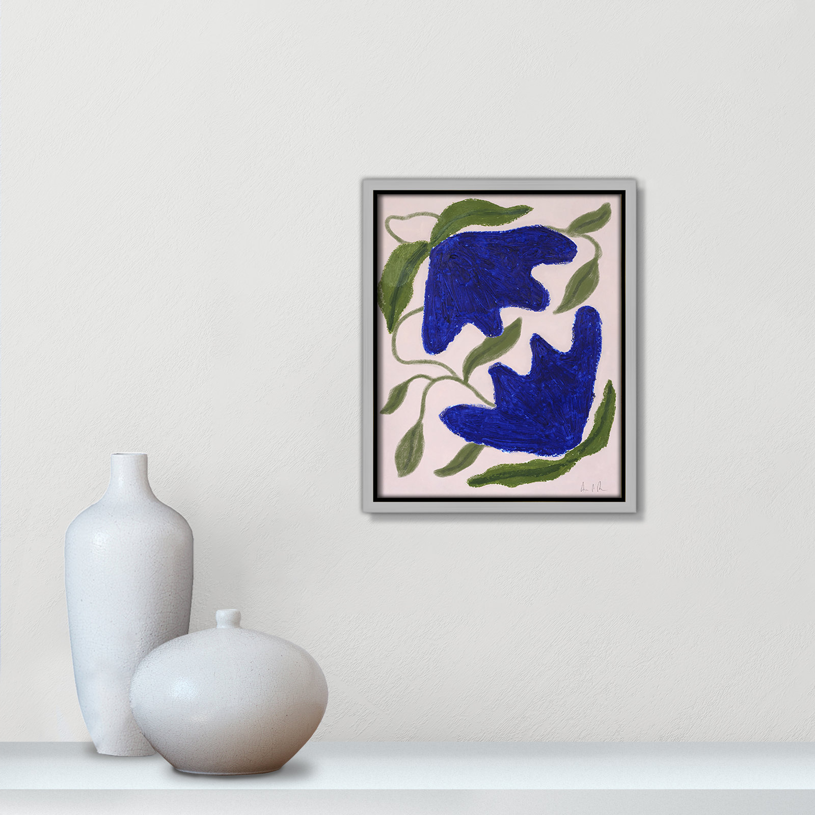 Blue Anemones No. 02 Print by Camilla Bergqvist, Silver, 11.5" H x 9.5" W