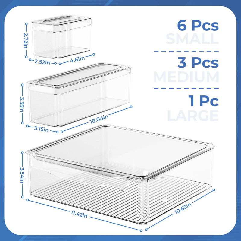 10 Pack Refrigerator Organizer Bins Stackable With Lids, Clear Fridge Organizers And Storage, Kitchen Organizer Storage Containers