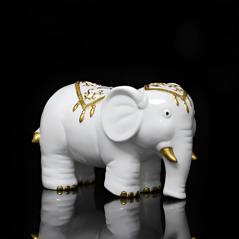 Éléphant en céramique délicat - cadeau gracieux et prospère