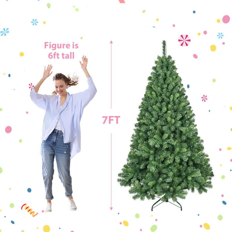 Arbre de Noël en PVC avec 280 lumières DEL WiFi Music Sync - Contrôle de l'application, 917 pointes, branches articulées, effets bicolores, support en métal