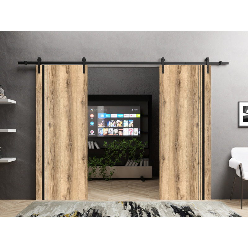 Porte de grange en bois massif massif, Chêne, 60 po x 96 po