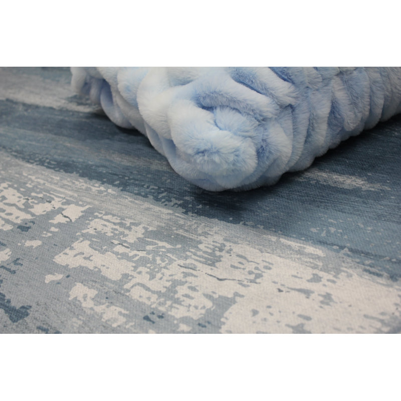Tapis abstrait bleu, Rectangle 5 pi x 7 pi