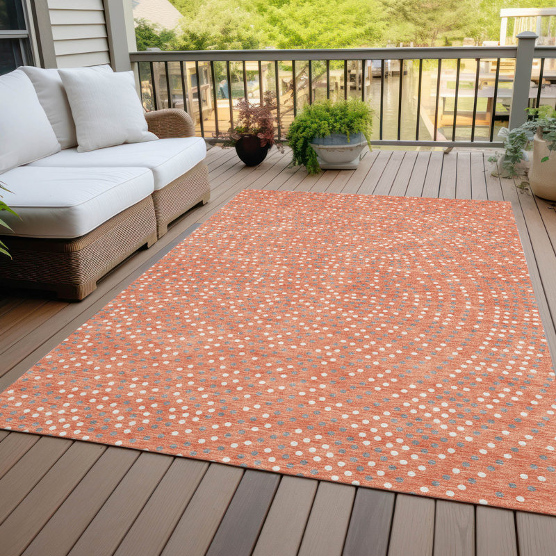 Mirelia Salmon Washable Indoor-Outdoor Rug - , 5' x 7'6"