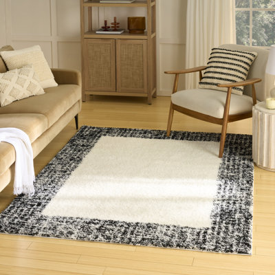 Tapis ivoire beige à poils longs Pernell
