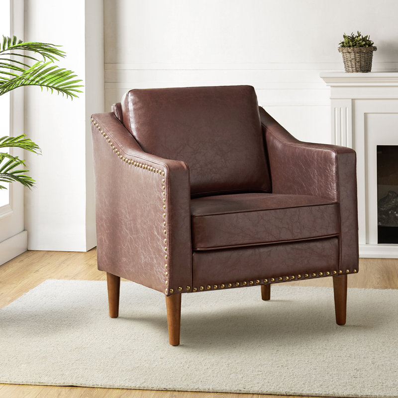 Fauteuil Almetia, Similicuir brun