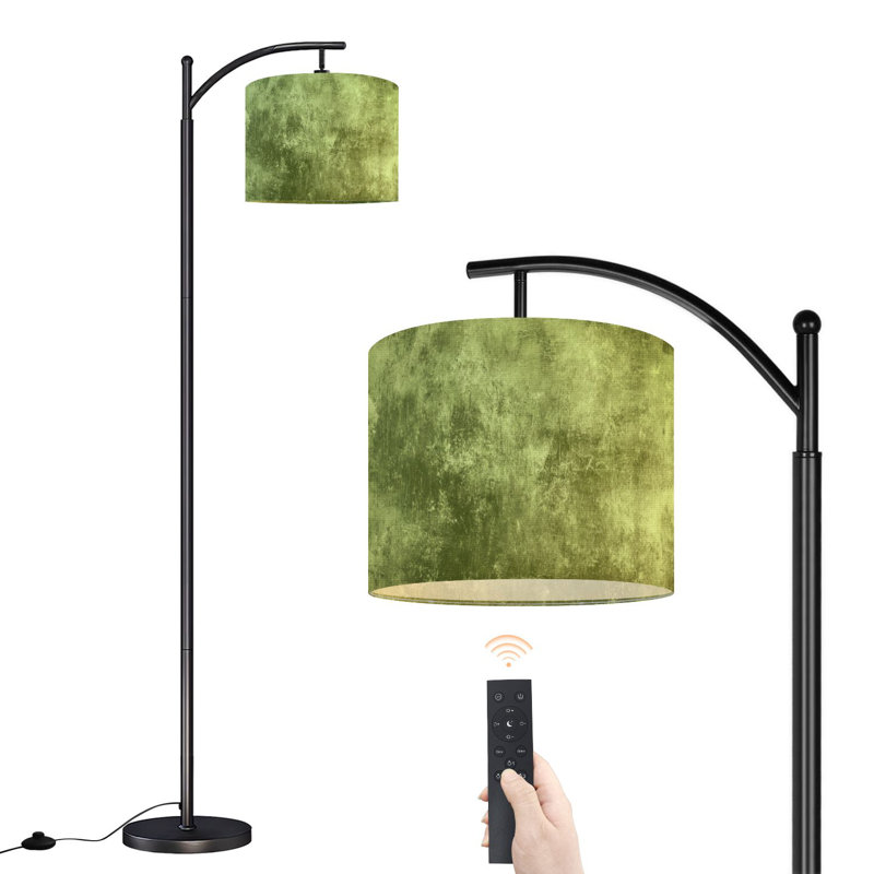 Lampe sur pied à arc avec abat-jour réglable Abstrait rétro vert grunge 3 températures de couleur à intensité variable pour poteau haut avec interrupteur au pied pour la chambre à coucher