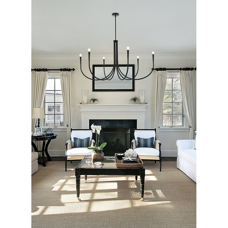 Living District Layne 55 Inch chandelier in Black, Black, 28" H x 55" W x 55" D