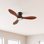 Ventilateur de plafond encastré en bois massif 42 po avec lumière DEL et télécommande