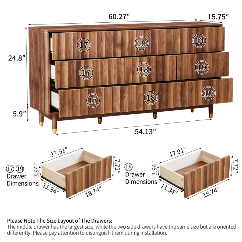 9-Drawer Dresser (60.3" W), Brown