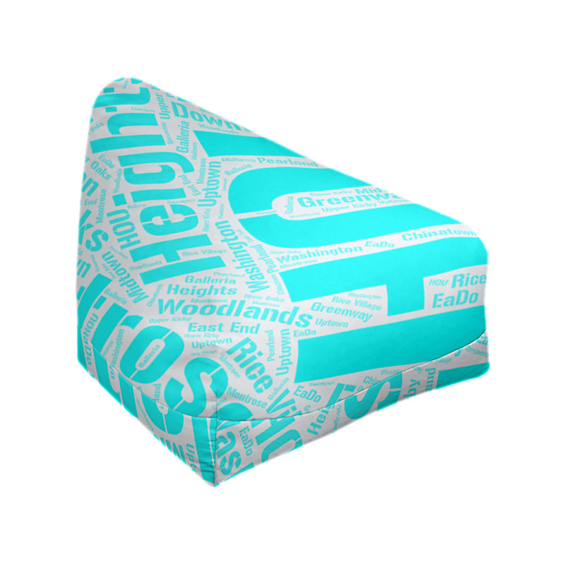 Classic Bean Bag, 42" H x 38" W x 29" D, Houston, Cyan Polyester Blend