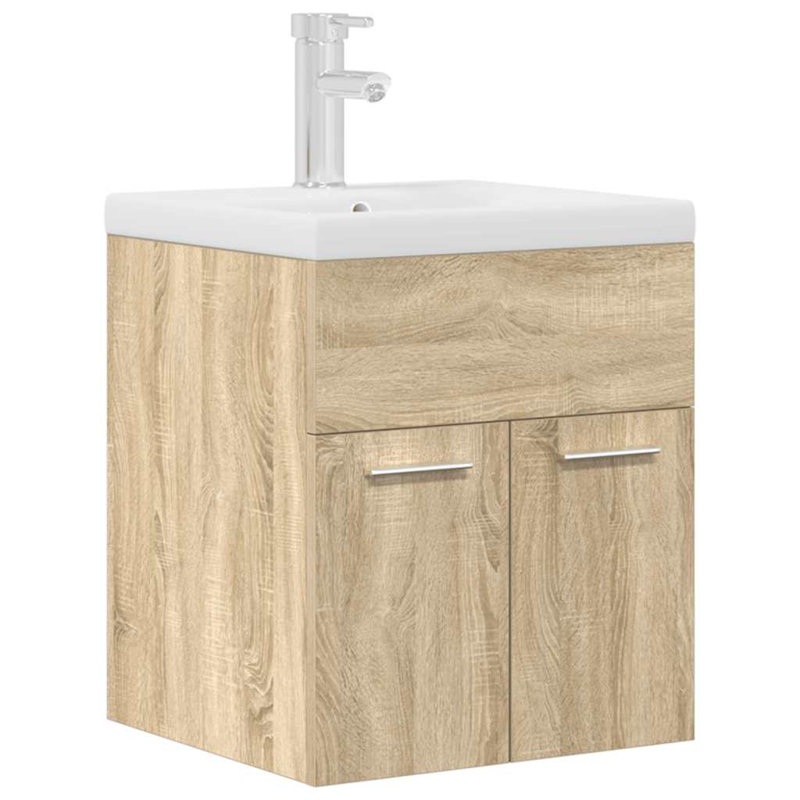 Sivi Single Bathroom Vanity with Integrated Ceramic Basin, sonoma oak