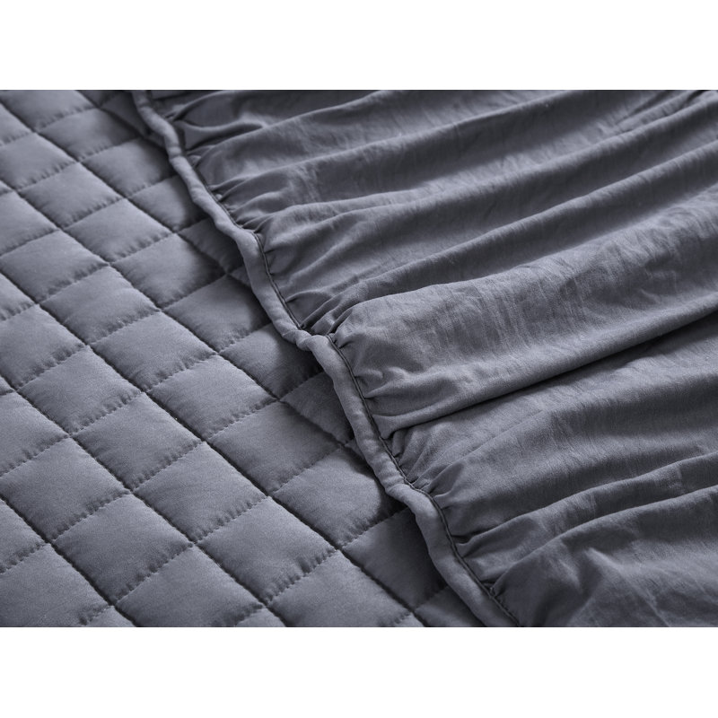 Cedra Quilt Collection Traditional Polyester Quilt, Charcoal, Queen Quilt + 2 Shams