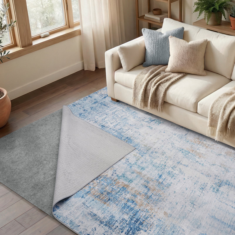 Non Slip Felt Rug Pad for Area Rugs and Hardwood Floors, 0.2" Thick Cushioned Floor Protector with Rug Gripper Backing