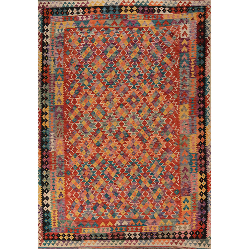 Tapis oriental kilim à tissage plat 8 x 11