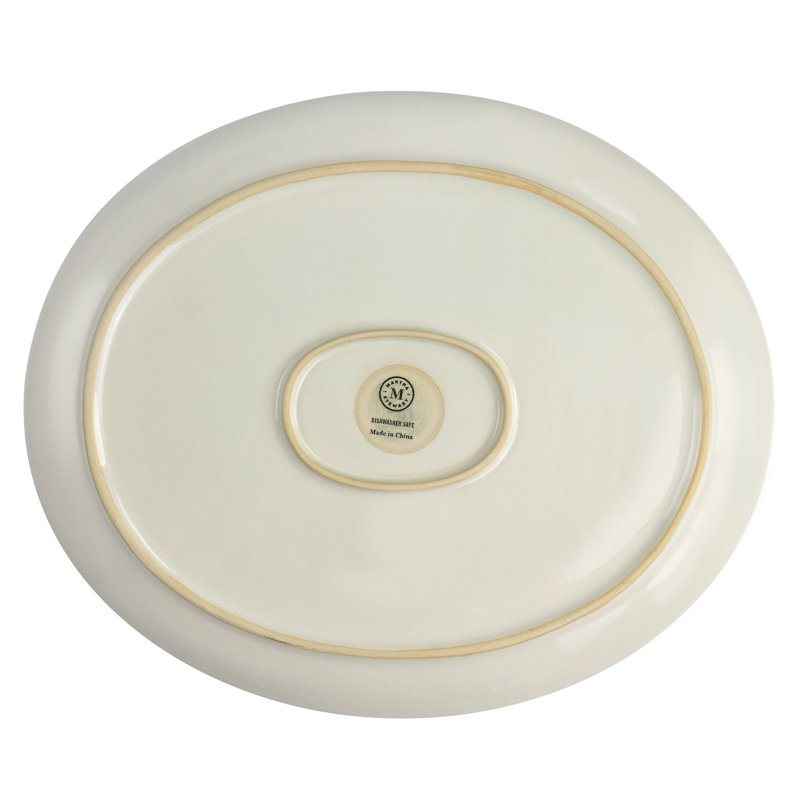 Blue Reactive Glaze Oval Ceramic Serving Platter, 13.6 Inches