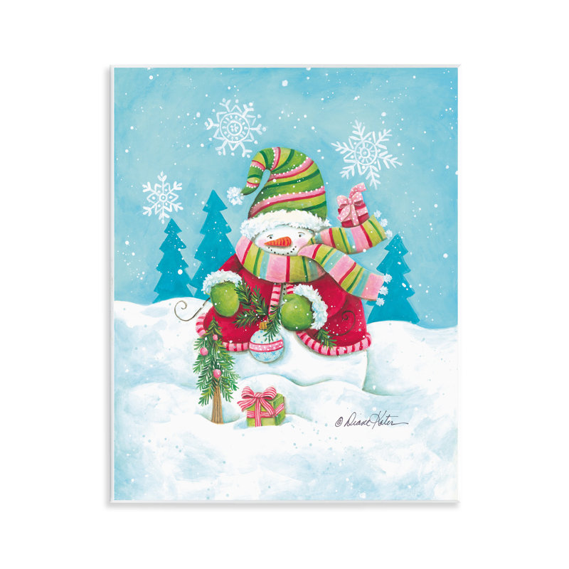 Plaque murale traditionnelle de bonhomme de neige festif, design par Diane Kater
