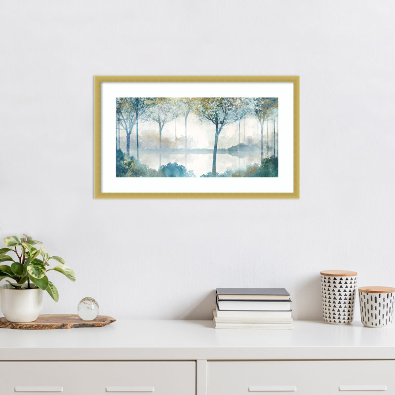 «Blue Forest Lookout II» par Ken Roko, impression sur bois encadrée, H 15 po x l 25 po