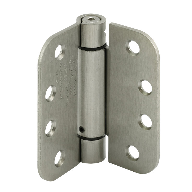 Charnière à ressort à fermeture automatique commerciale réglable UL de Prime-Line, 4 po x 4 po avec coins de rayon de 5/8 po, 4 trous par vantail avec vis, calibre de 130 po