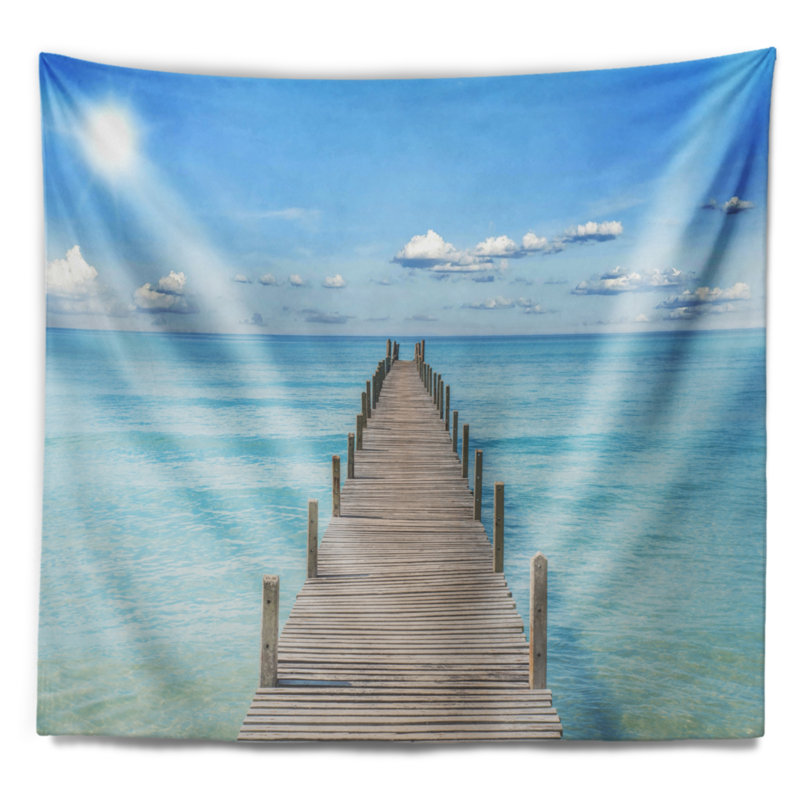 Tapisserie Seascape Pier Infinite to the Sea, H 32 po x l 39 po