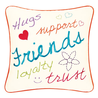 Friends Blue Embroidered Pillow