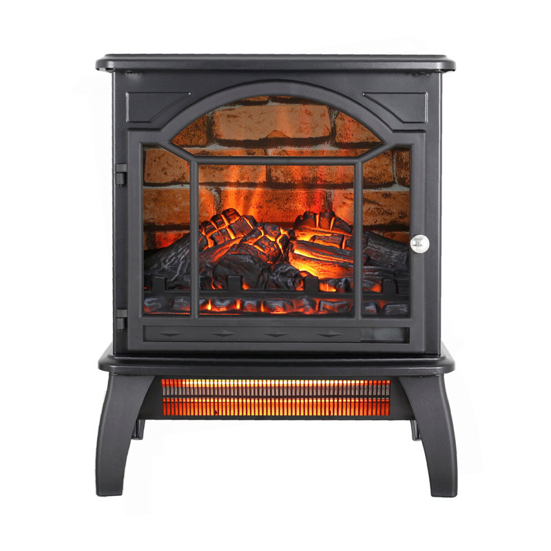 18 Inch 3D  Flame Electric Infrared Quartz Fireplace Stove With Remote Control, Gray