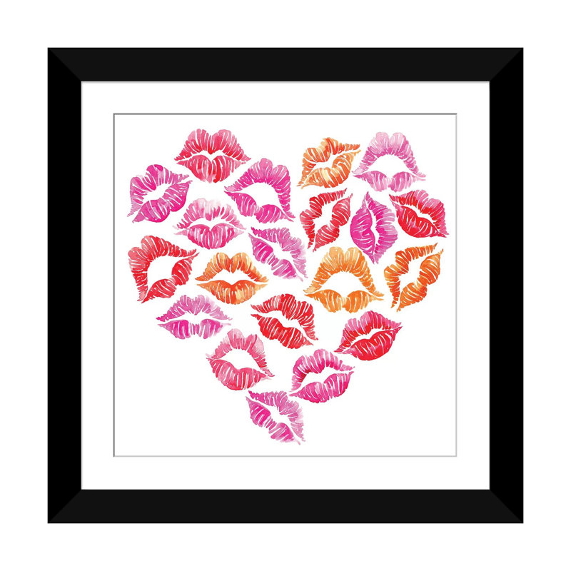 « baiser iii », impression sur toile tendue, Papier d'art encadré noir, Blanc, H 24 po x l 24 po x P 1 po