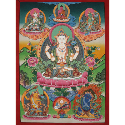 High Quality Tibetan Chenrezig Thangka (Avalokiteshvara) | Brocadeless