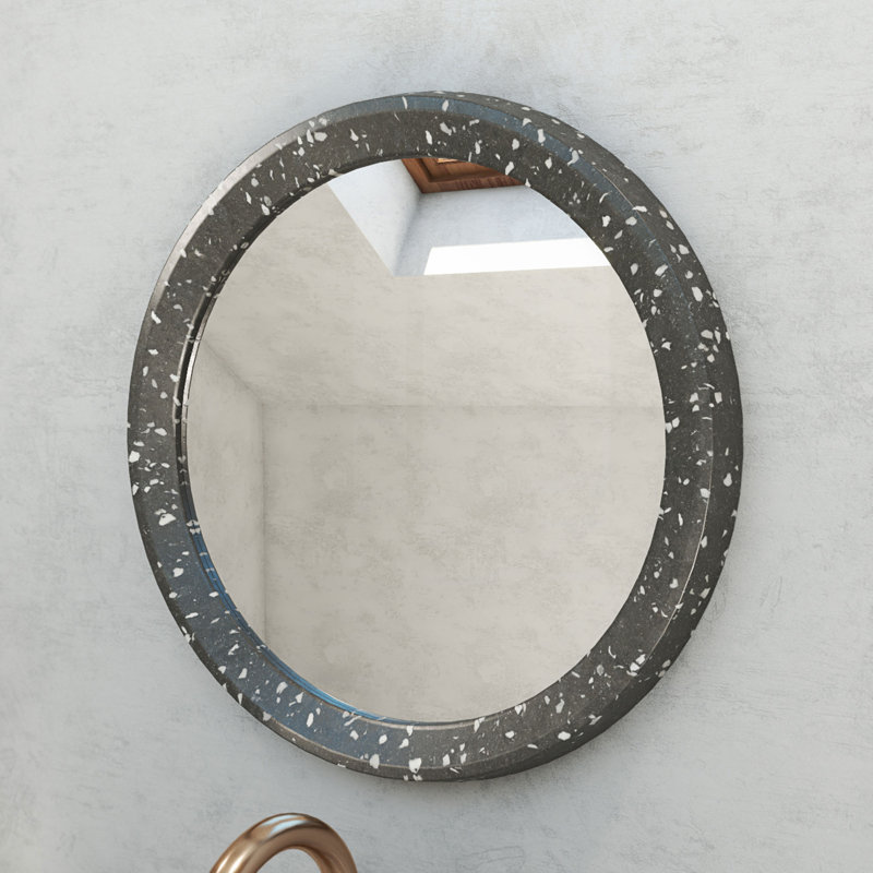 Ambia Round Terrazzo Wall Mirror, Gray Terrazzo