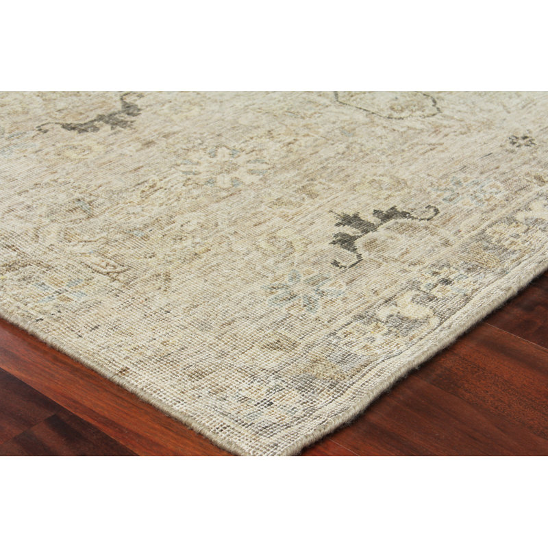 Heirloom Wool Abstract Area Rug in Khaki, Rectangle 4' x 6'