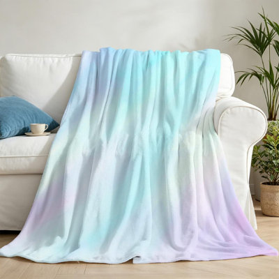 Blue Ultra Soft Flannel Fleece Throw Blanket,Pastel Color Drawn for Single-Sided Print