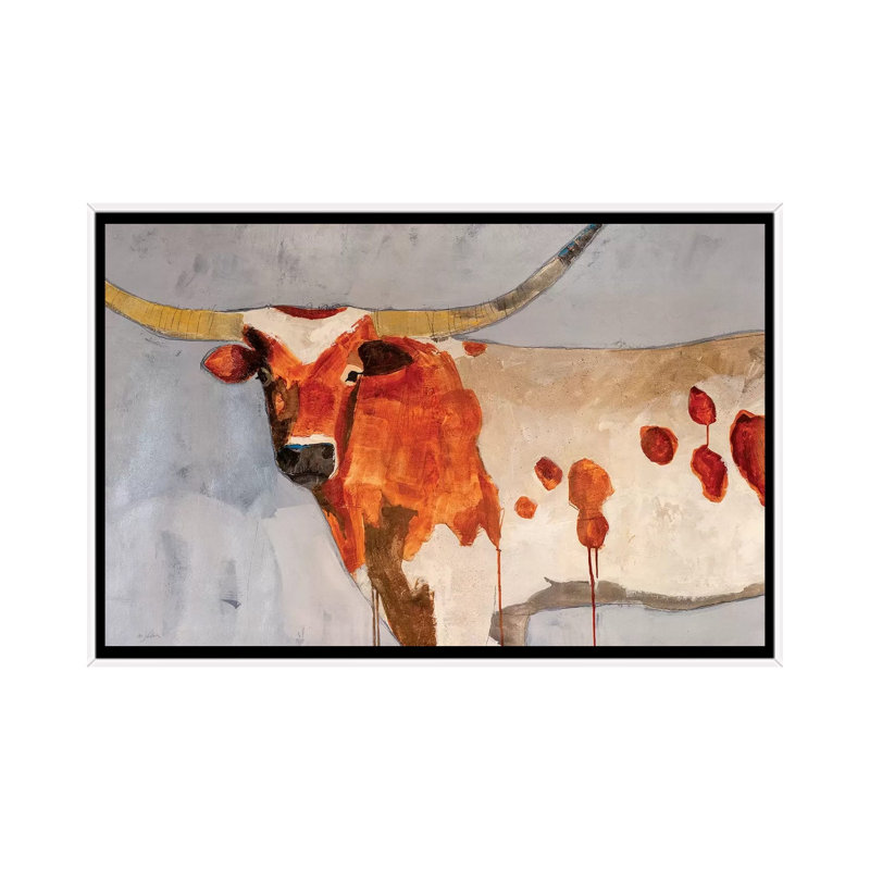 «Longhorn Short Temper» par Julian Spencer - reproduction d'art, Pas de tapis, H 40 po x l 60 po x 1,5 po