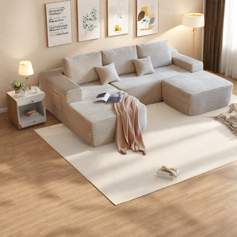 Canapés confortables en tissu moelleux, conception modulaire moderne en forme de U pour le salon