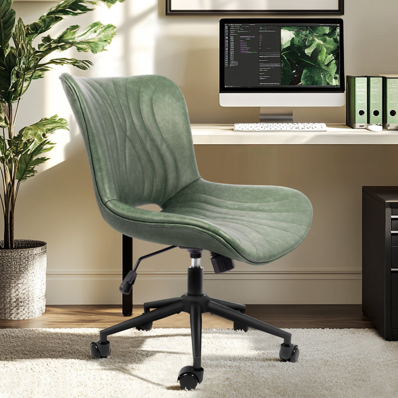 Petit fauteuil de bureau rembourré sans accoudoir, Vert