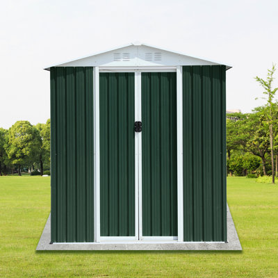 6ftx4ft Outdoor Tool Shed With Aluminum Alloy Frame, Sliding Door, Apex Roof, High - Strength Galvanized Steel, Corrosion , Good For Storing Bicycles And Garden Equipment House Use Space Furniture