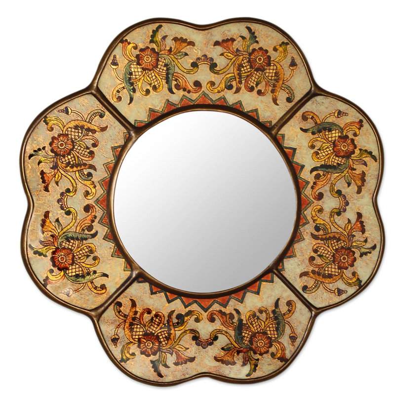 O'Reilly Wood Round Wall Mirror, Blue