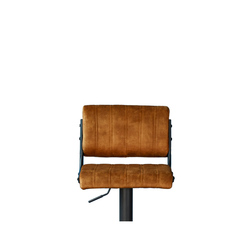 Swivel Upholstered Adjustable Height Counter Stool with Metal Frame, Orange