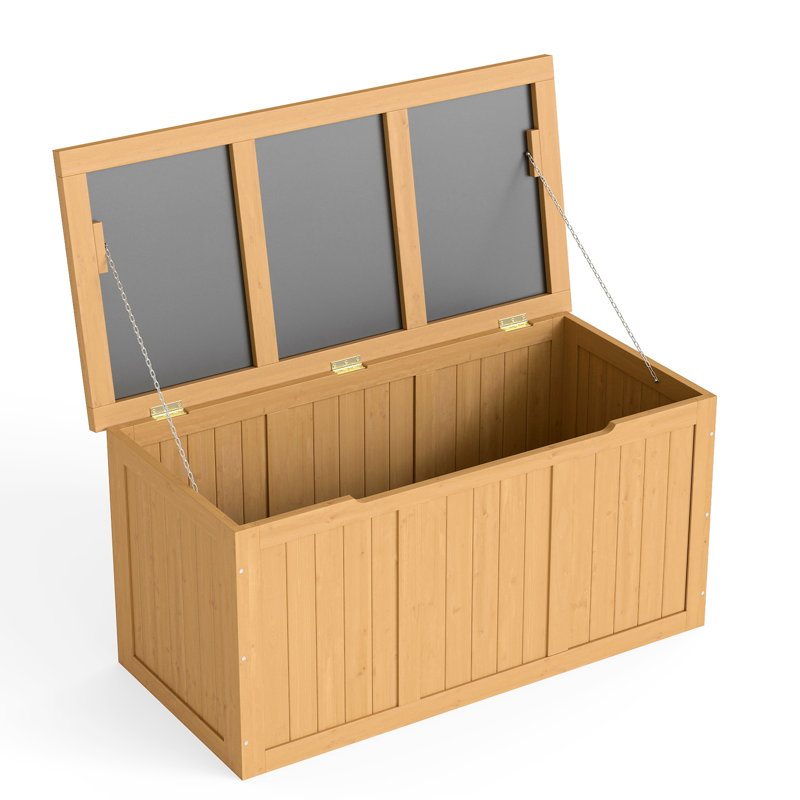 Low - Maintenance 67 Gallon Solid Wood Deck Box For Outdoor Areas, Offering Ample Space Patio Cushions Pool Accessories