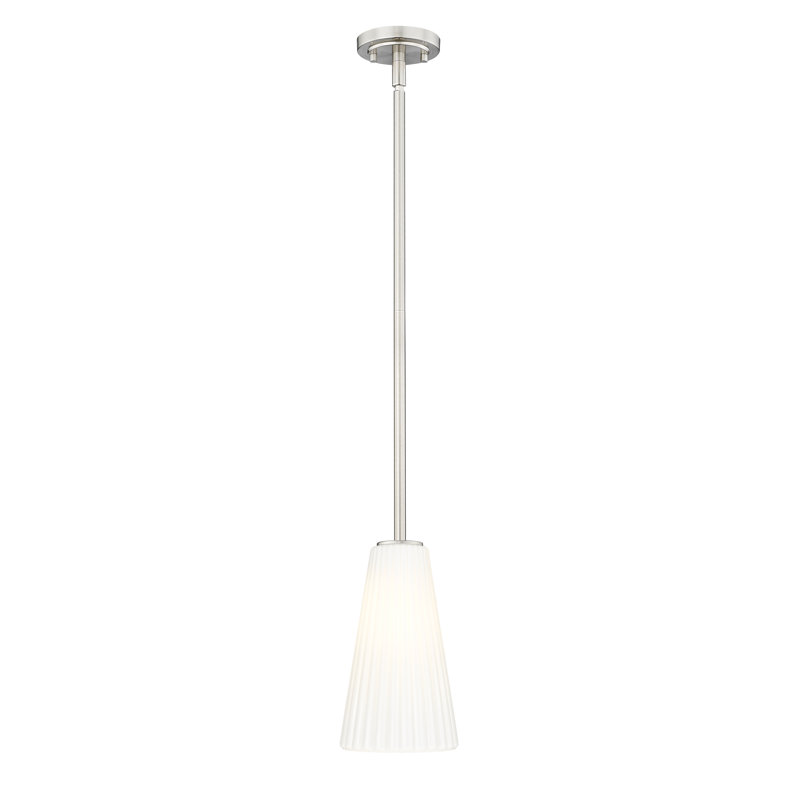 Luminaire suspendu moderne 1 lumière Tomy, Nickel brossé, H 56 po x l 6 po x P 6 po