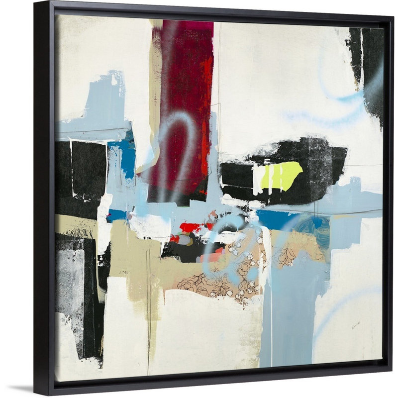 « hard véracité i », peinture sur toile, H 21,7 po x l 21,7 po x P 1,75 po, Cadre flottant noir
