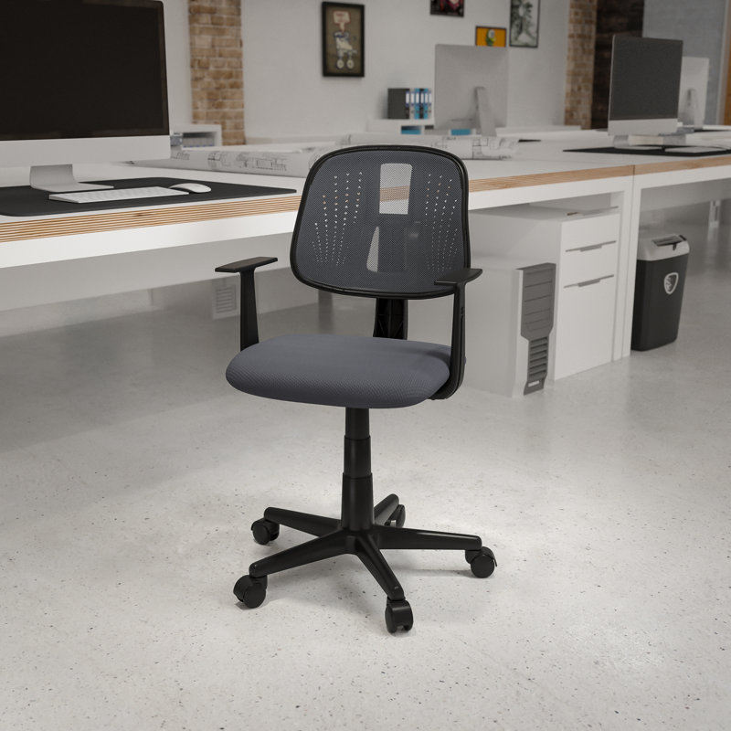Flash Fundamentals Mid-Back Mesh Swivel Task Office Chair with Pivot Back, Yes, Grey