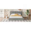 Grand lit plateforme tapissier avec tissu en velours, lit au sol avec cadre, gris