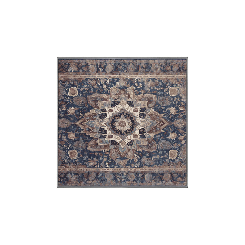 Machine Washable Gray Area Rug, Square 8'
