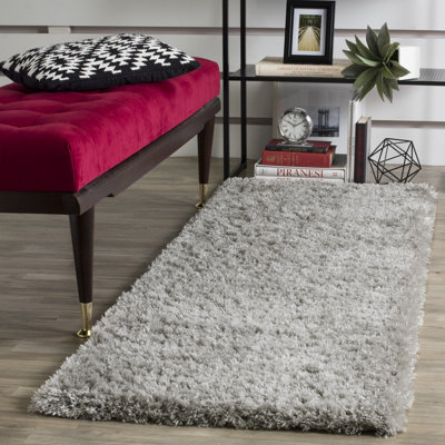 Tapis performance à poil long de couleur unie style indie Jaydn
