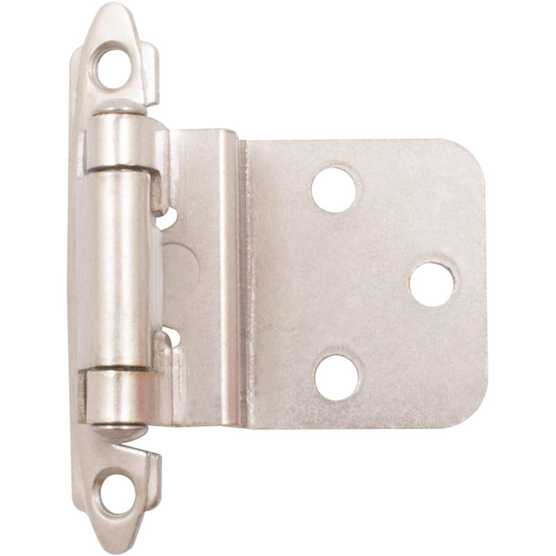 Charnière encastrée à fermeture automatique, Nickel satiné, H 1,5 po x l 2,5 po x P 1 po